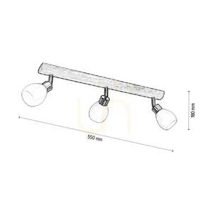 Lampa de tavan Kira Incl. LED 3xG9, maxim. 3W, stejar lustruit cu ulei/metal satinat/abat-jour din sticlă albă, 55 cm small 4