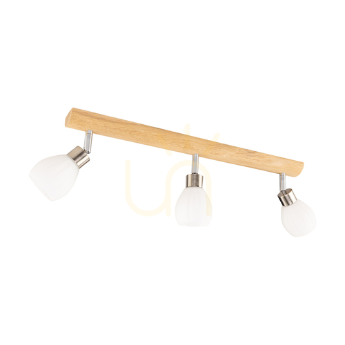 Verifica Lampa de tavan Kira Incl. LED 3xG9, maxim. 3W, stejar lustruit cu ulei/metal satinat/abat-jour din sticlă albă, 55 cm