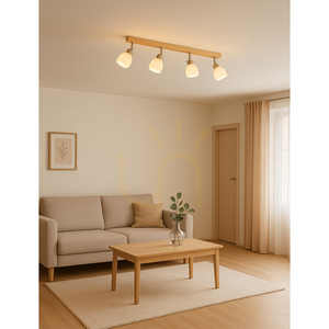 Lampa de tavan Kira Incl. 4xG9 LED, maxim. 3W, stejar lustruit cu ulei/metal satinat/abat-jour din sticlă albă, 78 cm small 3