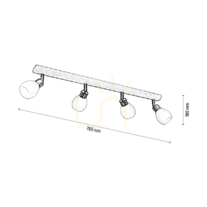 Lampa de tavan Kira Incl. 4xG9 LED, maxim. 3W, stejar lustruit cu ulei/metal satinat/abat-jour din sticlă albă, 78 cm small 4