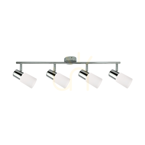 Verifica Lampa de tavan Kira, 4xE14, Max. 40 W, metal cromat/abat-jour din sticlă albă, 71 cm
