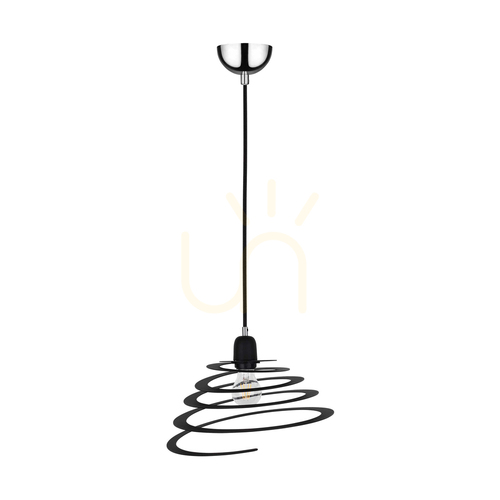 Verifica Lampa suspendată Komet, 1xE27, Max. 60 W, metal cromat/cablu din PVC negru/abat-jour din metal negru, Ø 34,5 cm
