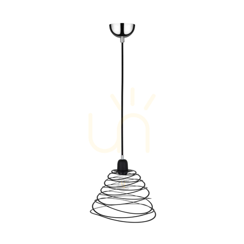Verifica Lampa suspendată Komet, 1xE27, Max. 60 W, metal cromat/cablu din PVC negru/abat-jour din metal negru, Ø 30 cm