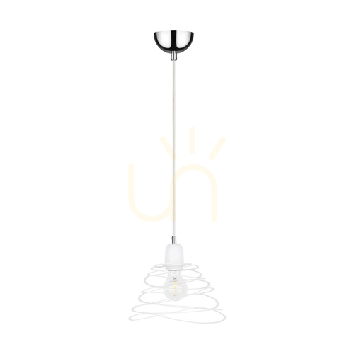Verifica Lampa suspendată Komet, 1xE27, Max. 60 W, metal cromat/cablu din PVC alb/abat-jour din metal alb, Ø 24,5 cm