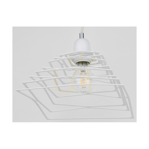 Lampa suspendată Komet, 1xE27, Max. 60 W, metal cromat/cablu din PVC alb/abat-jour din metal alb, 24 cm small 1