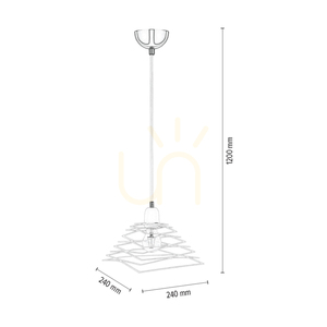 Lampa suspendată Komet, 1xE27, Max. 60 W, metal cromat/cablu din PVC alb/abat-jour din metal alb, 24 cm small 3