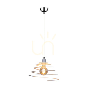 Lampa suspendată Komet, 1xE27, Max. 60 W, metal cromat/cablu din PVC alb/abat-jour din metal alb, Ø 34,5 cm small 1
