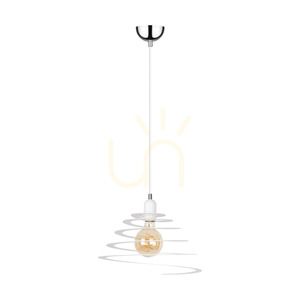 Lampa suspendată Komet, 1xE27, Max. 60 W, metal cromat/cablu din PVC alb/abat-jour din metal alb, Ø 34,5 cm small 0