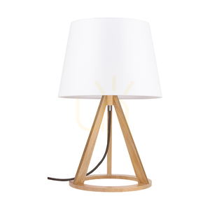 Lampa de masă Konan 1xE27 Max. 25 W, stejar uleiat / cablu împletit antracit / abajur alb, Ø 30 cm small 0
