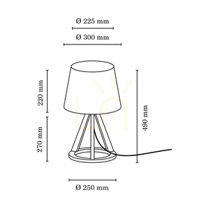 Lampa de masă Konan 1xE27 Max. 25 W, stejar uleiat / cablu împletit antracit / abajur negru, Ø 30 cm small 2
