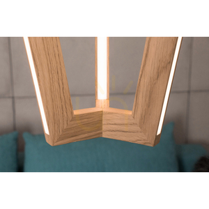 Lampa suspendată Leif, 6 LED-uri, 3000K, 43W, stejar uleiat / cablu din PVC transparent, 53 cm small 2