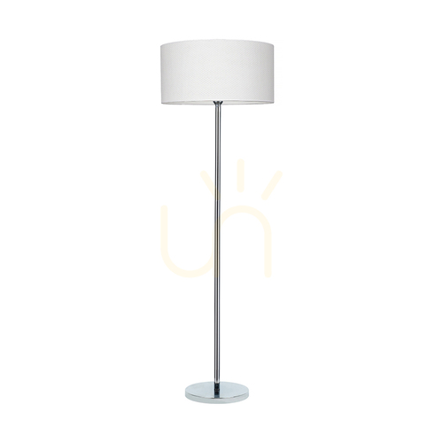 Verifica Lampa de podea Leila, 1xE27, Max. 60 W, metal cromat / cablu din PVC transparent / abajur din hârtie și PVC cu model cu buline, Ø 50 cm