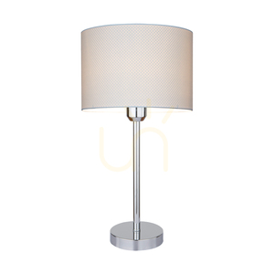 Lampa de masă Leila, 1xE27, Max. 40 W, metal cromat / cablu din PVC transparent / abajur din hârtie și PVC cu model cu buline, Ø 25 cm small 1
