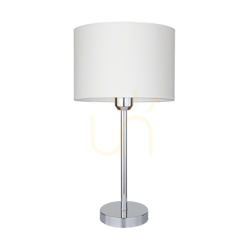 Verifica Lampa de masă Leila, 1xE27, Max. 40 W, metal cromat / cablu din PVC transparent / abajur din hârtie și PVC cu model cu buline, Ø 25 cm