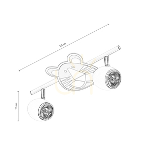 Lampa de tavan Lenny, 2xGU10, Max. 50 W, metal alb/cromat cu imprimeu de tigru, 33,5 cm small 2
