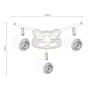 Lampa de tavan Lenny, 3xGU10, Max. 50 W, metal alb/cromat cu imprimeu de tigru, Ø 40 cm small 2