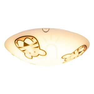 Lampa de tavan Lenny, 2xE27, Max. 60 W, metal cromat/alb, abajur din sticlă cu imprimeu de tigru, Ø 40 cm small 1