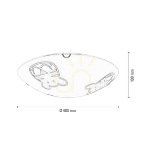 Lampa de tavan Lenny, 2xE27, Max. 60 W, metal cromat/alb, abajur din sticlă cu imprimeu de tigru, Ø 40 cm small 4