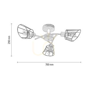 Lampa de tavan Linra, 3xE27, Max. 40 W, stejar lustruit cu ulei/metal negru, Ø 70 cm small 3
