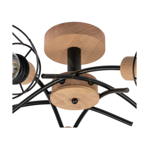 Lampa de tavan Linra, 5xE27, Max. 40 W, stejar lustruit cu ulei/metal negru, Ø 70 cm small 2