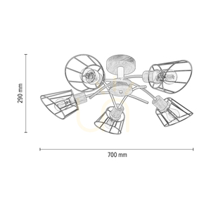 Lampa de tavan Linra, 5xE27, Max. 40 W, stejar lustruit cu ulei/metal negru, Ø 70 cm small 3