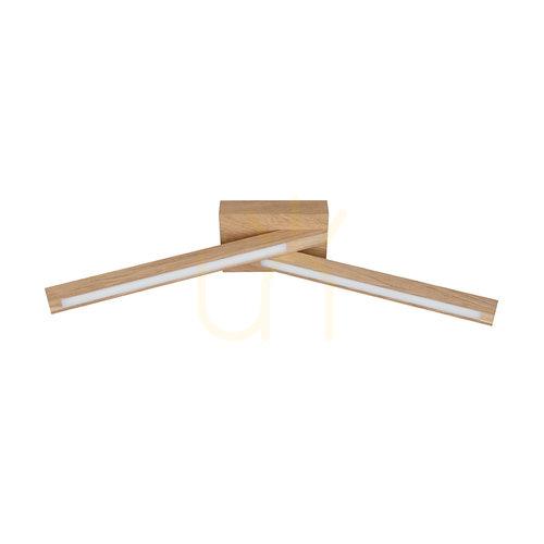 Verifica Lampa de tavan Linus Crossed, 2 LED-uri, 3000K, 9W, stejar uleiat, 57 cm