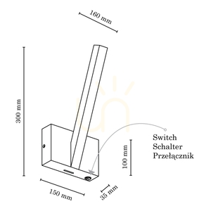 Aplică de perete Linus „In”, 1xLED, 3000K, 3W, stejar uleiat, 16 cm small 3