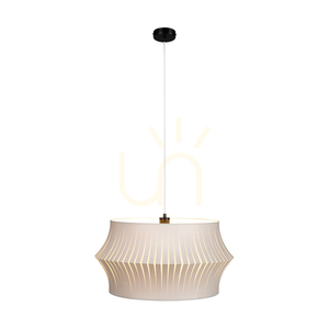 Lampa suspendată Lotus, 1xE27, Max. 60 W, metal negru/cablu din PVC transparent/abat-jour gri, Ø 57 cm small 1