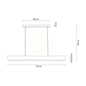 Lampă suspendată Lucas 1xLED 3000K 33W — pin vopsit, metal gri/negru, cablu din PVC transparent, cu variator tactil, 115 cm small 3