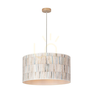 Lampa suspendată Luna, 1xE27, Max. 60 W, mesteacăn/cablu din PVC transparent/abajur din tapet multicolor, Ø 50 cm small 1