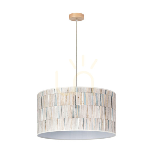 Verifica Lampa suspendată Luna, 1xE27, Max. 60 W, mesteacăn/cablu din PVC transparent/abajur din tapet multicolor, Ø 50 cm