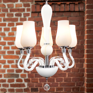 Candelabru Lutecja, 5xE14, Max. 40 W, metal cromat transparent/abat-jour din sticlă albă, Ø 42 cm small 1