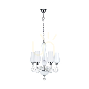 Candelabru Lutecja, 5xE14, Max. 40 W, metal cromat transparent/abat-jour din sticlă albă, Ø 42 cm small 0