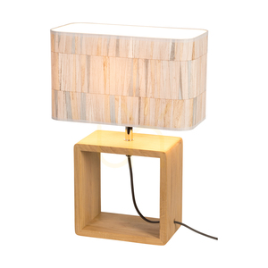Lampa de masă Malo, 1xE27, Max. 25 W, stejar uleiat/antracit, cablu împletit/multicolor, abajur din tapet, 30 cm small 1