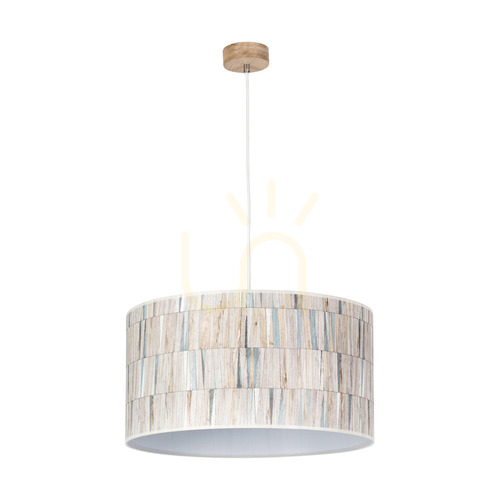 Verifica Lampa suspendată Malo, 1xE27, Max. 60 W, stejar uleiat / cablu din PVC transparent / abajur din tapet multicolor, Ø 50 cm