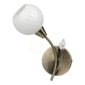 Aplică de perete Marbella 1xE14 Max. 40 W, patină metalică/alb, abajur din sticlă de 22 cm small 0