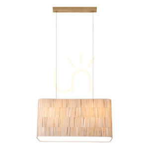 Lampa suspendată Malo 2xE27 Max. Abajur de 56 cm, din stejar tratat cu ulei, cu cablu din PVC transparent și tapet multicolor, 40 W small 2