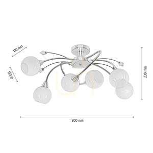 Lampa de tavan Marbella, 6xE14, Max. 40 W, patină metalică/abat-jour din sticlă albă, 80 cm small 4