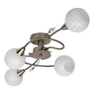 Lampa de tavan Marbella, 4xE14, Max. 40 W, patină metalică/abat-jour din sticlă albă, 79 cm small 2