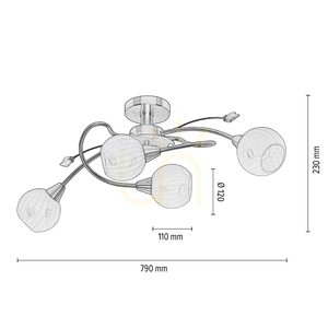 Lampa de tavan Marbella, 4xE14, Max. 40 W, patină metalică/abat-jour din sticlă albă, 79 cm small 5