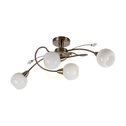 Verifica Lampa de tavan Marbella, 4xE14, Max. 40 W, patină metalică/abat-jour din sticlă albă, 79 cm