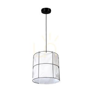 Lampa suspendată Marinero, 1xE27, Max. LED de 15 W, metal negru/cablu împletit negru/abat-jour din metal negru cu in alb, Ø 40 cm small 2