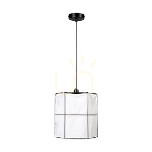Lampa suspendată Marinero, 1xE27, Max. LED de 15 W, metal negru/cablu împletit negru/abat-jour din metal negru cu in alb, Ø 40 cm small 0