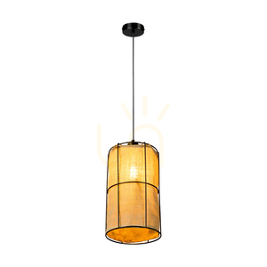 Lampa suspendată Marinero, 1xE27, Max. LED de 15 W, metal negru/cablu împletit negru/abat-jour din metal negru cu in bej, Ø 20 cm small 3