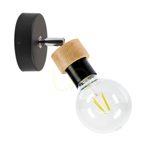 Aplică de perete Marjolaine 1xE27 Max. 25 W, stejar tratat cu ulei/metal negru, 13 cm small 0
