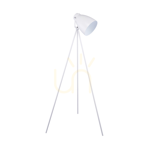 Verifica Lampa de podea Marla, 1xE27, Max. 60 W, metal alb/cablu din PVC alb, Ø 80 cm