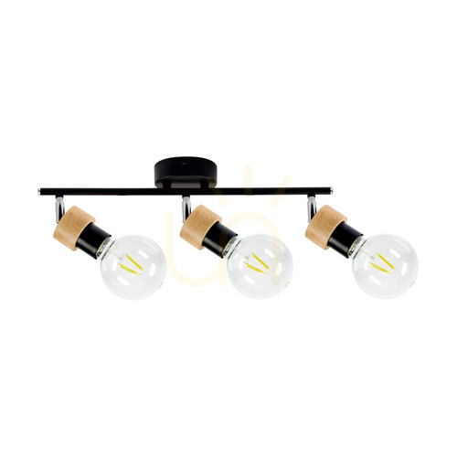 Verifica Lampa de tavan Marjolaine, 3xE27, Max. 25 W, stejar tratat cu ulei/metal negru, 49 cm