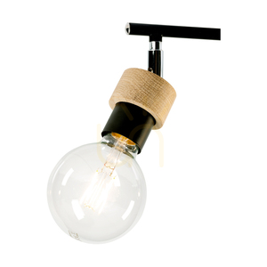 Lampa de tavan Marjolaine, 2xE27, Max. 25 W, stejar tratat cu ulei/metal negru, 34 cm small 1