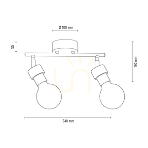 Lampa de tavan Marjolaine, 2xE27, Max. 25 W, stejar tratat cu ulei/metal negru, 34 cm small 2