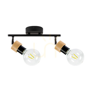 Lampa de tavan Marjolaine, 2xE27, Max. 25 W, stejar tratat cu ulei/metal negru, 34 cm small 0